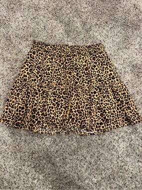 Alelly Tiered Leopard Print Skater Skirt in Yellow/Black